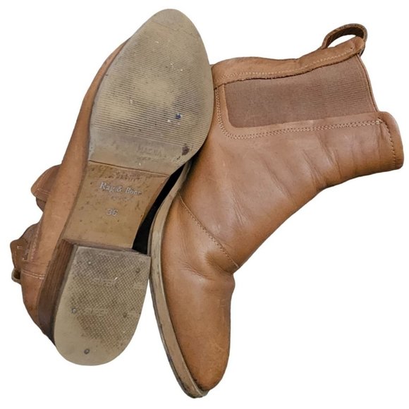 Rag & Bone New York Tan Slip on ankle Boots Fur lined size 36 (5.5 Woman) - Picture 3 of 16